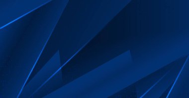Keskin, kesişen geometrik çizgiler ve değişik tonlara sahip, teknoloji, kurumsal ve dijital tasarım uygulamaları için modern ve geleceksel bir görsel yaratan dinamik, derin mavi soyut bir arka plan