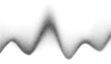 Ritmik dalgalanan çizgiler, tepeler ve yalaklar ile soyut dijital ses dalgası deseni, yarım tonluk bir gradyan ve dinamik akış, teknoloji arka planı ve müzik kavramları için ideal