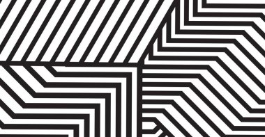 Tek renkli siyah ve beyaz renkli dinamik soyut desen, kesişen çizgiler ve açısal zikzak formları modern tasarım ve sanatsal projeler için büyüleyici bir optik illüzyon yaratıyor.