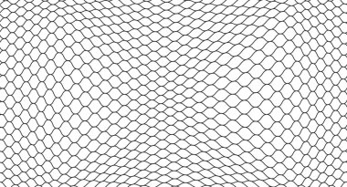 Beyaz arkaplanda soyut siyah ağ deseni, geometrik altıgen örgü, kusursuz dokuma dokusu, çok yönlü arka planlar ve modern grafik tasarımı için ideal.
