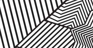 Kesişen çizgiler ve açısal şekiller içeren soyut siyah ve beyaz geometrik desen grafik tasarım ve sanatsal uygulamalar için dinamik ve modern bir görsel arkaplan yaratır.