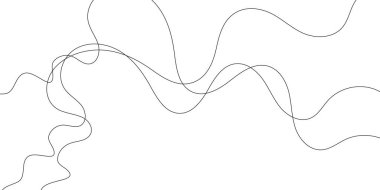 Temiz beyaz zemin üzerinde soyut siyah kıvrımlı çizgiler dinamik bir hareket ve organik form hissi yaratır, minimal grafik tasarım elemanları ve çağdaş arkaplanlar için idealdir.,