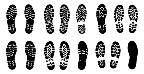 Beyaz, çeşitli lastik desenleri ve dokuları gösteren siyah ayakkabı tabanı izleri, adli analiz, izleme ya da grafik tasarım projeleri için kullanışlı.