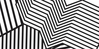 Soyut Çizgiler Siyah ve Beyaz Zigzaglar Paralel Geometrik Şekiller Şablon Tasarımı, görsel olarak çarpıcı desenler, arka planlar ve modern sanat projeleri için uygun