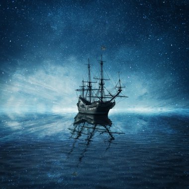 ghost ship reflection clipart