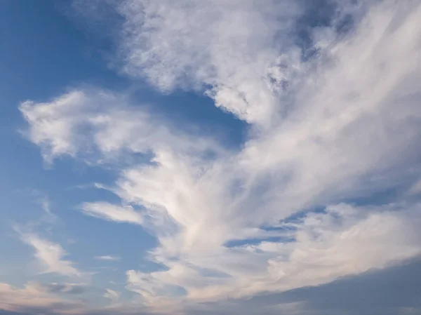 Panoramic Cloudscape Scene Blue Sky Fluffy White Clouds Aerial Composition — 图库照片