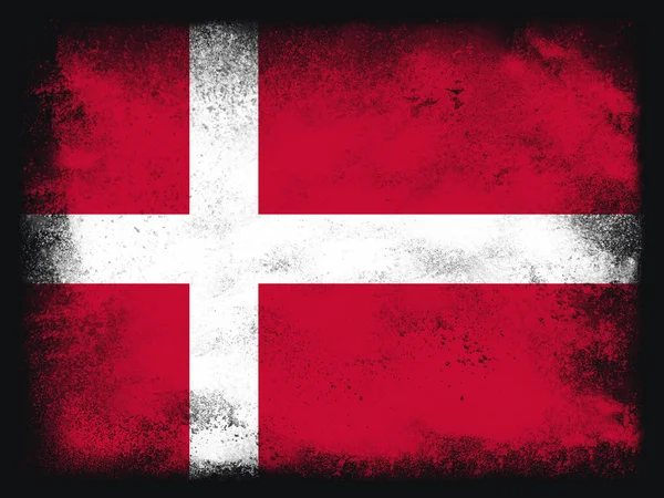 Denmark Flag Design Composition Exploding Powder Paint Isolated Black Background — Zdjęcie stockowe