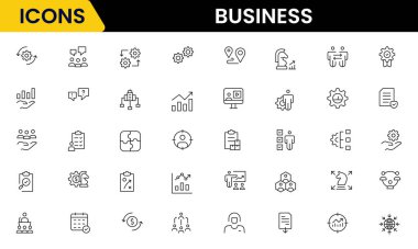 İş ve Finans web simgeleri aynı hizada. Para, banka, bağlantı, bilgi. Simge koleksiyonu. Vektör illüstrasyonu.