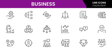 İş ve Finans web simgeleri aynı hizada. Para, banka, bağlantı, bilgi. Simge koleksiyonu. Vektör illüstrasyonu.