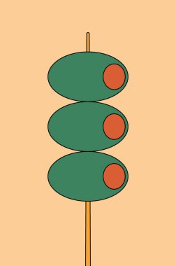 Illustration olive skewer unique design