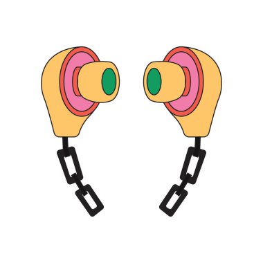 İllüstrasyon kulaklık zinciri retro ütü