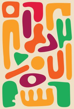 Duvar tasarımı. Renkli, soyut, benzersiz şekil.