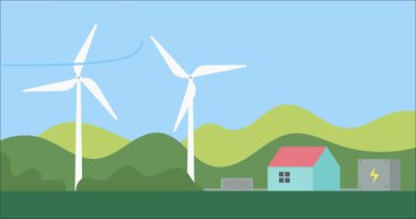 Animasyon döner türbin rüzgar jeneratörü