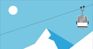 Animasyon teleferik kayak sporu