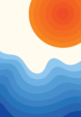 Güneş ışığı eğimine sahip duvar sanatı okyanus dalgası tasarla