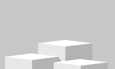 Ürün sunumu için minumum kaide podyumu. Soyut ekran platformu arka planı. Vektör illüstrasyonu