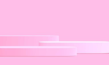 Minimalist ürün, geometrik kaide podyumuyla arka planı gösteriyor. Soyut sahne modeli, ürün sunumu, sahne gösterisi, sergi salonu. Vektör illüstrasyonu