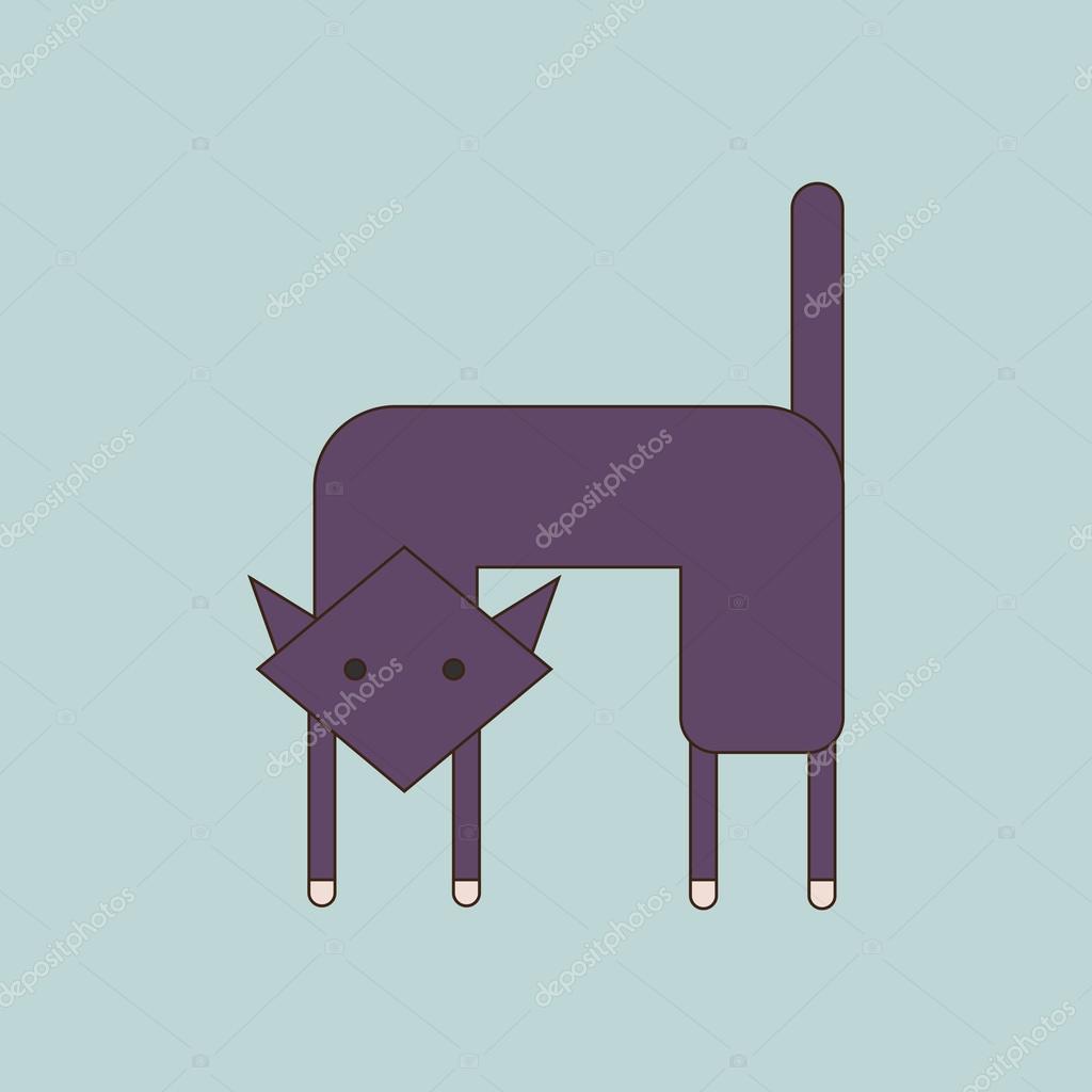 Vektör çizim kedi. Kedi yüz. Kedi simgesi. Kedi logosu Vektörel çizim