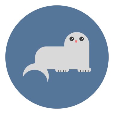 Düz renkli arka plan kürk mühür tasarım vektör simgesi