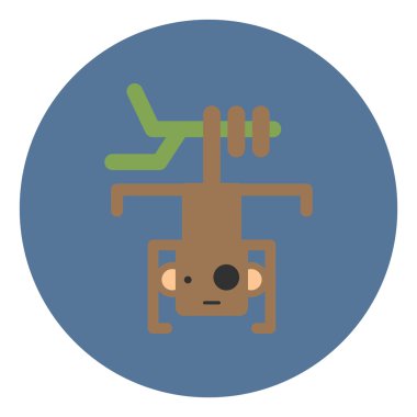 Vektör simgesi düz Tasarım renkli arka plan maymun dalı üzerinde