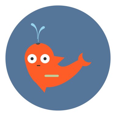 Düz renkli arka plan balina tasarım vektör simgesi