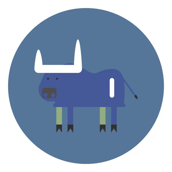 Icono vectorial en diseño plano sobre fondo colorido Bull — Vector de stock