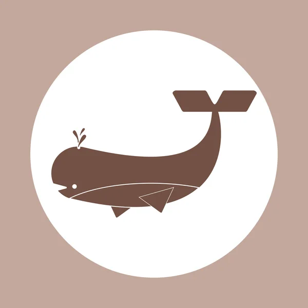 Vector pictogram in platte ontwerp op kleurrijke achtergrond walvis Stockvector