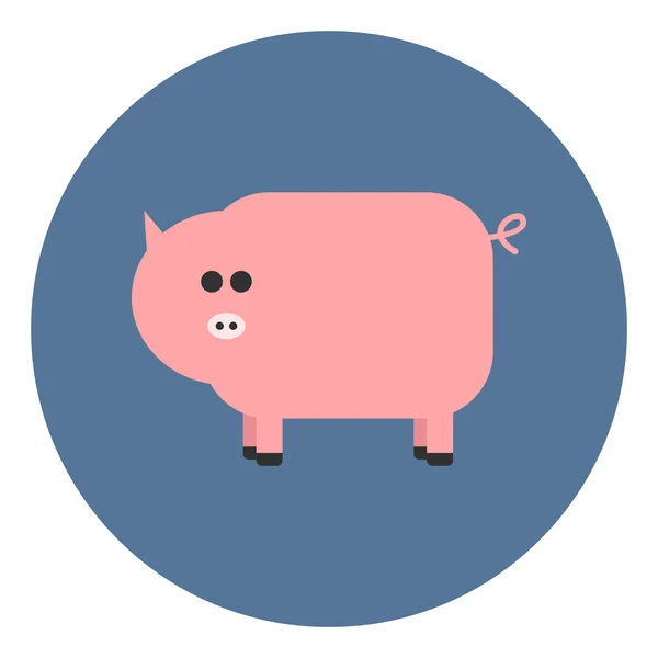 Icône vectorielle en design plat sur fond coloré silhouette de porc — Image vectorielle