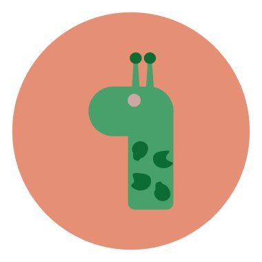 Düz renkli arka plan zürafa tasarım vektör simgesi