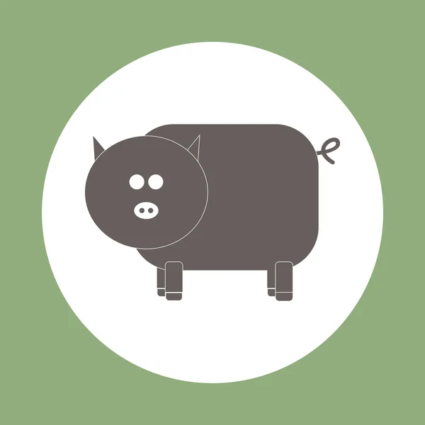 Vector icon in flat design on colorful background pig silhouette — Stock Vector