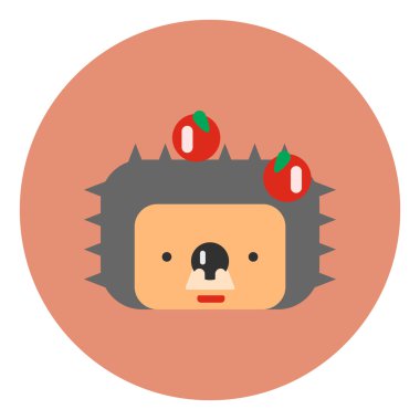 Renkli arka plan kirpi üzerinde düz tasarım vektör simgesi