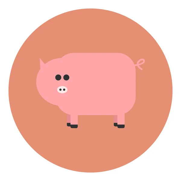 Icône vectorielle en design plat sur fond coloré silhouette de porc — Image vectorielle