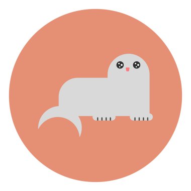 Düz renkli arka plan kürk mühür tasarım vektör simgesi