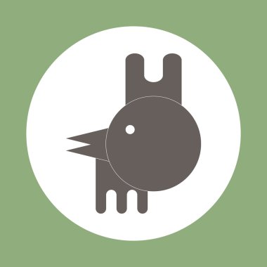 Renkli arka plan tavuk kafa üzerinde düz tasarım vektör simgesi