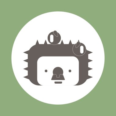 Renkli arka plan kirpi üzerinde düz tasarım vektör simgesi