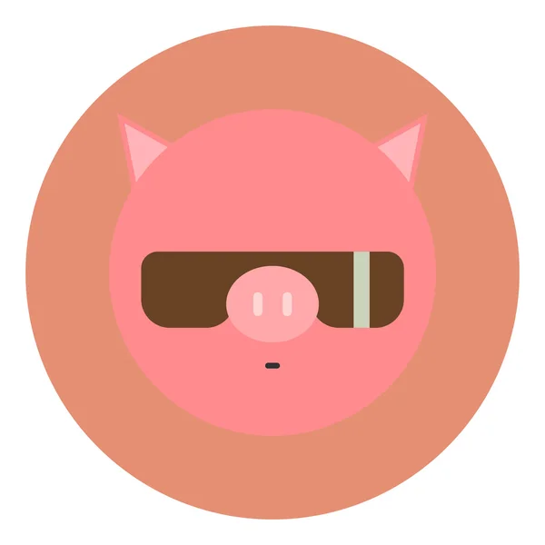 Vector icon flat design on colorful background pig in glasses — Stock Vector