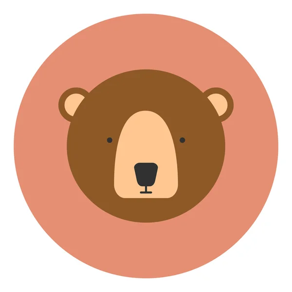 Vector icon in flat design on colorful background bear face — Stock Vector
