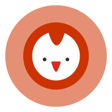 Düz renkli arka plan kuş suratlı tasarım vektör simgesi