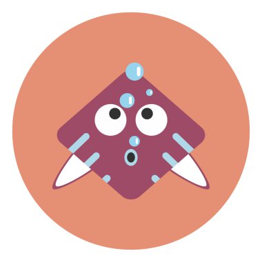 Düz renkli arka plan karikatür balık tasarım vektör simgesi