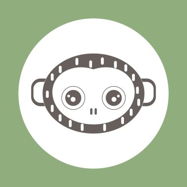 Düz renkli arka plan maymun surat tasarım vektör simgesi