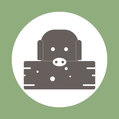 Renkli arka plan domuz üzerinde düz tasarım vektör simgesi