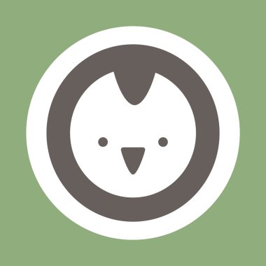 Düz renkli arka plan kuş suratlı tasarım vektör simgesi