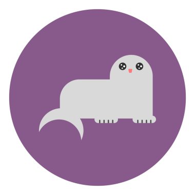 Düz renkli arka plan kürk mühür tasarım vektör simgesi