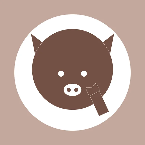 カラフルな背景の豚の顔にフラットなデザインのベクトル アイコン — ストックベクタ