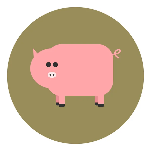 Vector icon in flat design on colorful background pig silhouette — Stock Vector