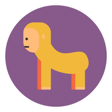 Düz renkli arka plan goril tasarım vektör simgesi