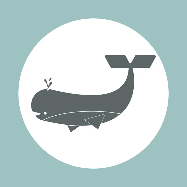 Icono vectorial en diseño plano sobre ballena de fondo colorido — Vector de stock