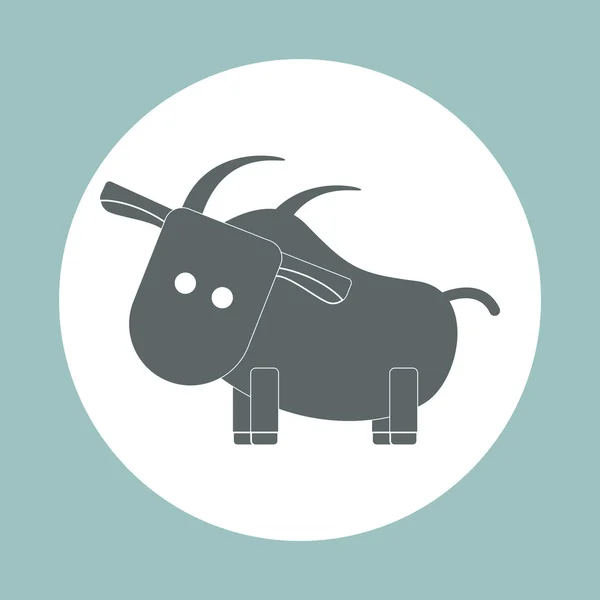 Vektor-ikonen i platt design på färgstarka bakgrund Bull siluett — Stock vektor