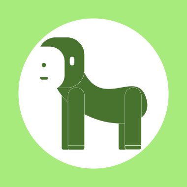 Düz renkli arka plan goril tasarım vektör simgesi