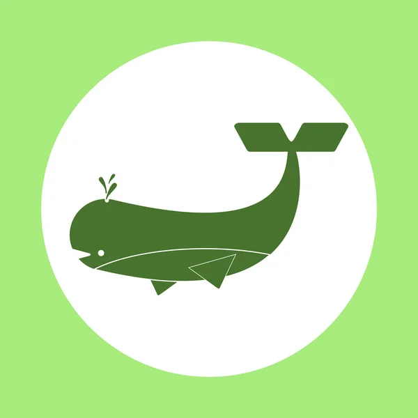 Vektor ikon, lapos Design színes háttér bálna — Stock Vector